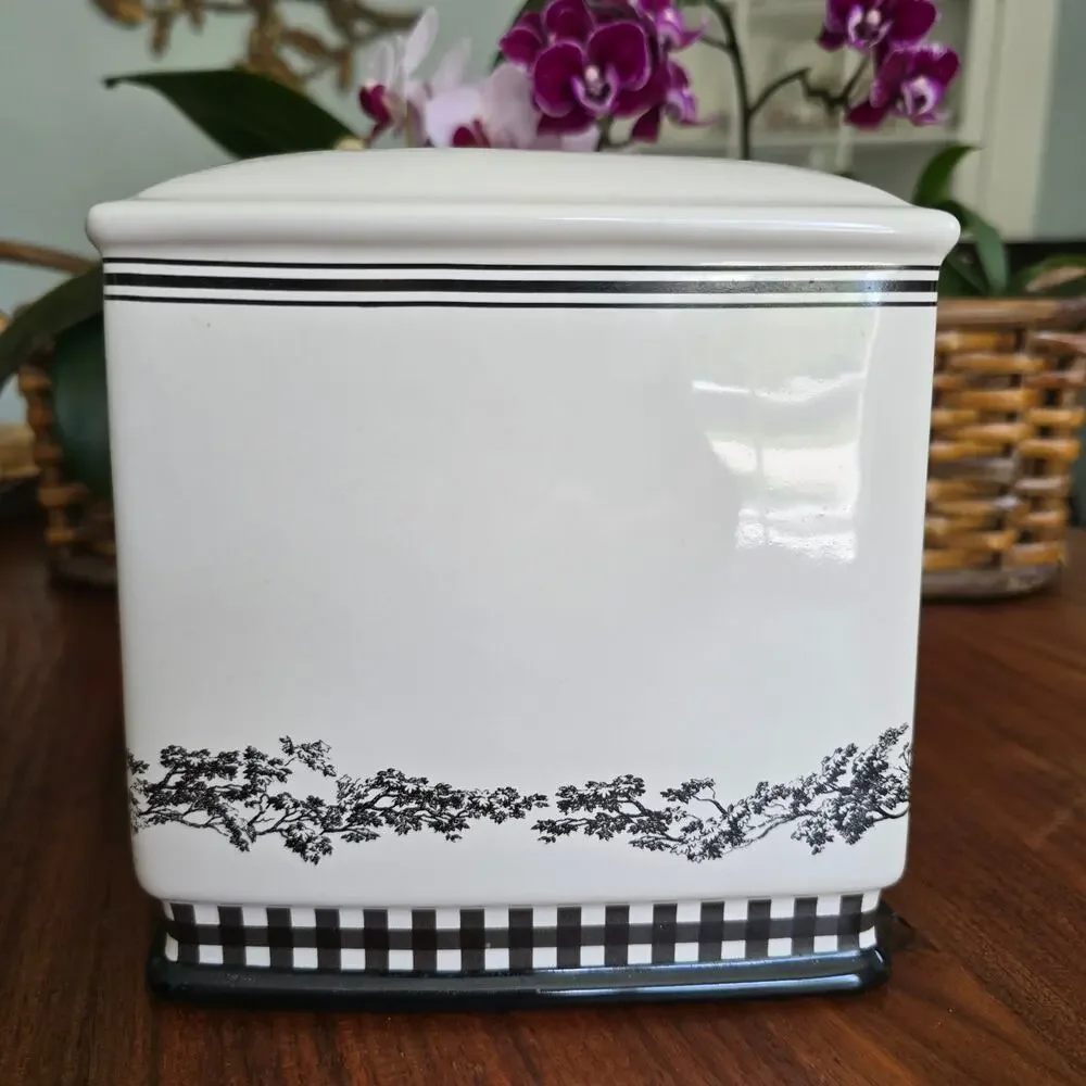 Vintage Waverly Tissue Cover Country Life Black White Toile Old Money Classic